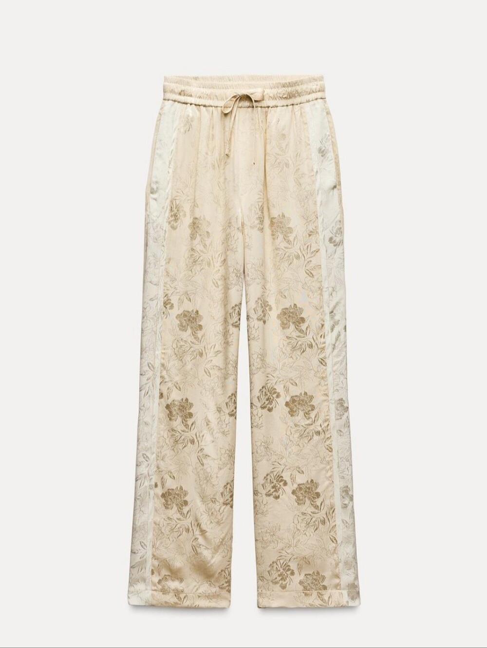 Zara Jacquard Ecru Ivory FLORAL pants - Picture 2 of 11